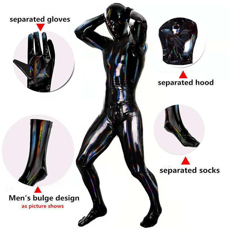 Wetsuit Men - Homens sexy pvc couro catsuit látex