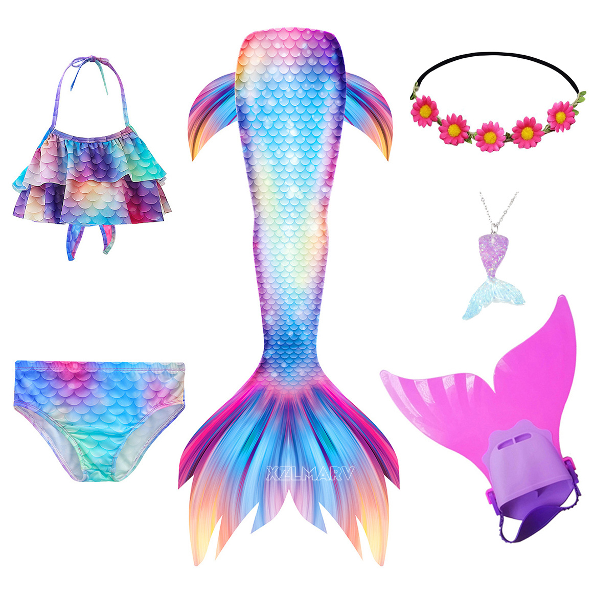 6 pçs/set ariel meninas nataçã - Swim Fins avaliação e preço