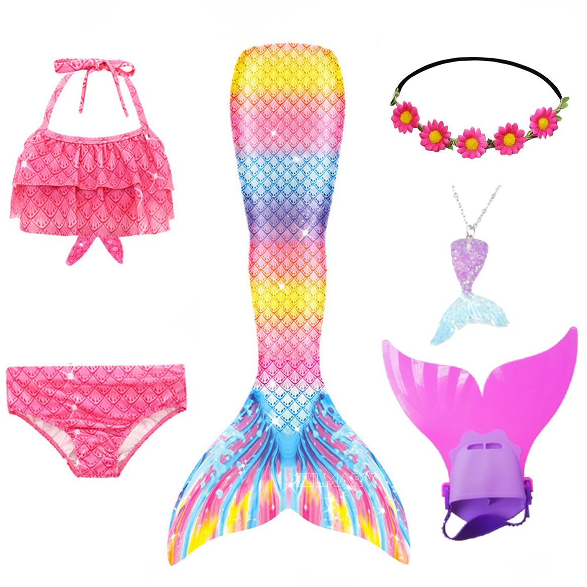 6 pçs/set ariel meninas nataçã - Swim Fins avaliação e preço