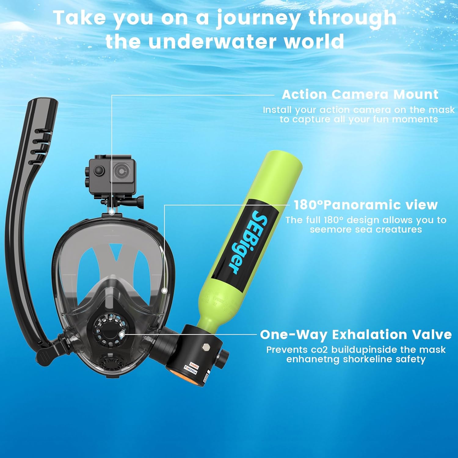 Mini Cilindro de Mergulho 0.5L - Snorkel Set avaliação e preço